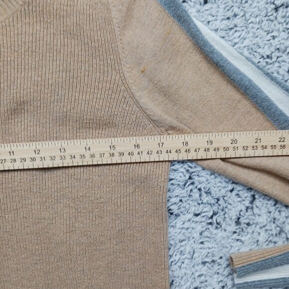 Stylus Women's Large Lightweight Cotton/ Nylon/Wool Tan/ Gray Sweater. - Picture 9 of 12